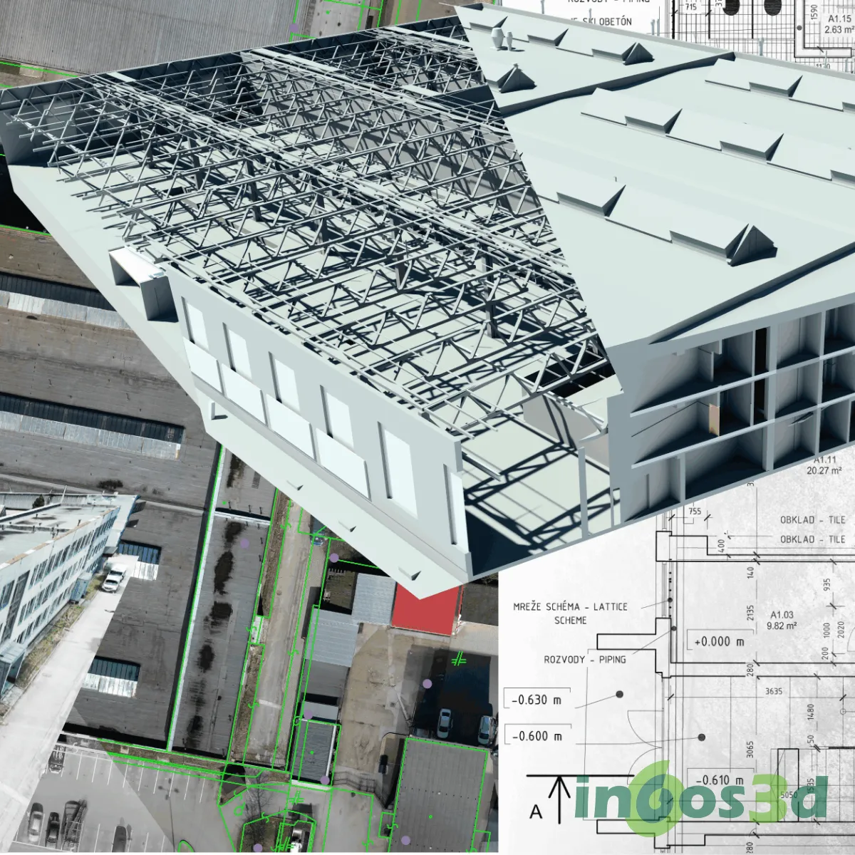 Porovnanie reality a 3D modelu stavby – 3D skenovanie INGOS 3D